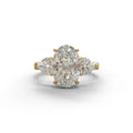4 Ct E VVS Oval & Heart Shape 3 Stone Engagement Diamond Ring - Lucid - 10K Solid Gold / Yellow Gold