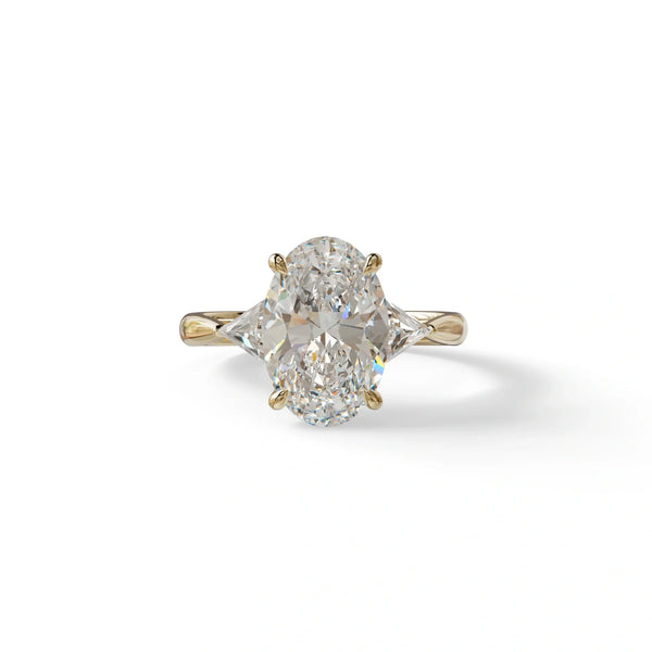 3 Carat Lab Grown Diamond Engagement Ring – Oval Cut Three Stone | Myza