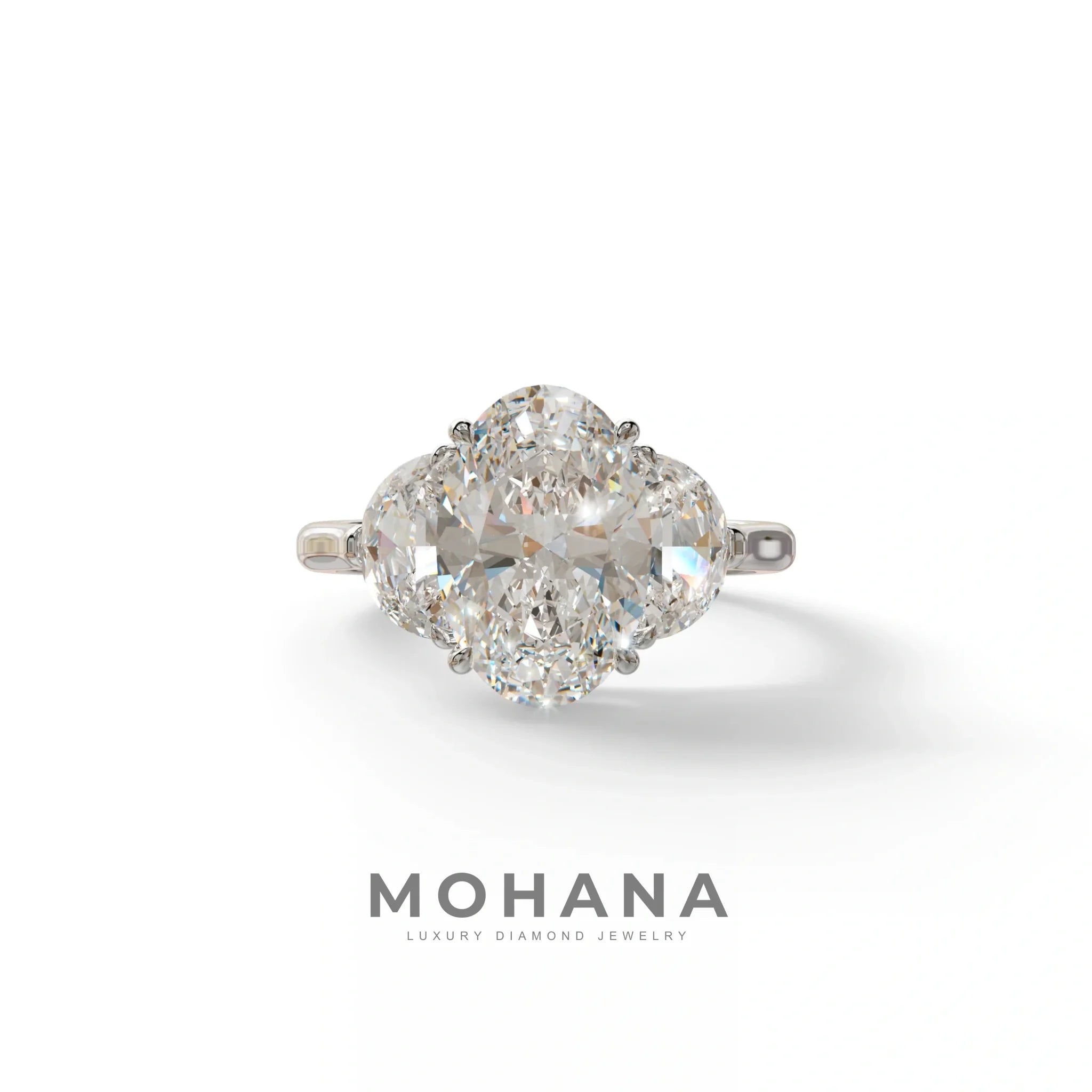 3 Carat Lab Grown Diamond Engagement Ring · Oval Cut Three Stone | Constellation - view 3