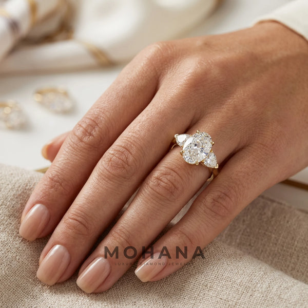 3 Carat Lab Grown Diamond Engagement Ring – Oval Cut Three Stone alternate view