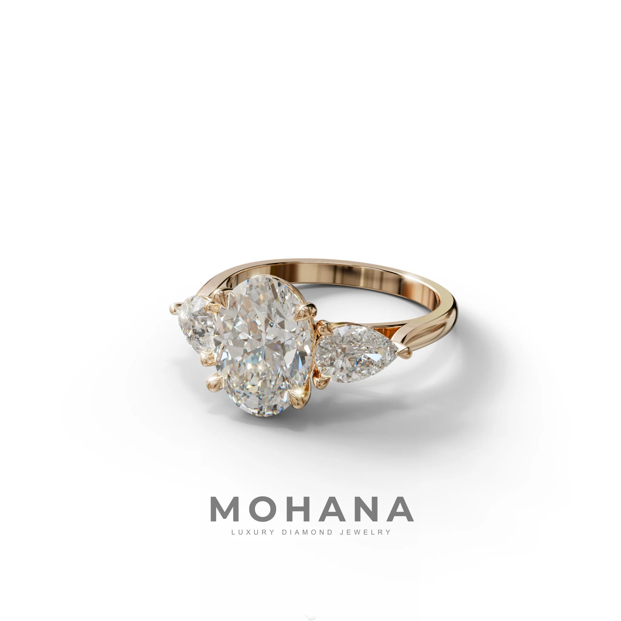 3 Carat Oval Cut Diamond Three Stone Engagement Ring – IGI Certified E VVS Lab Grown