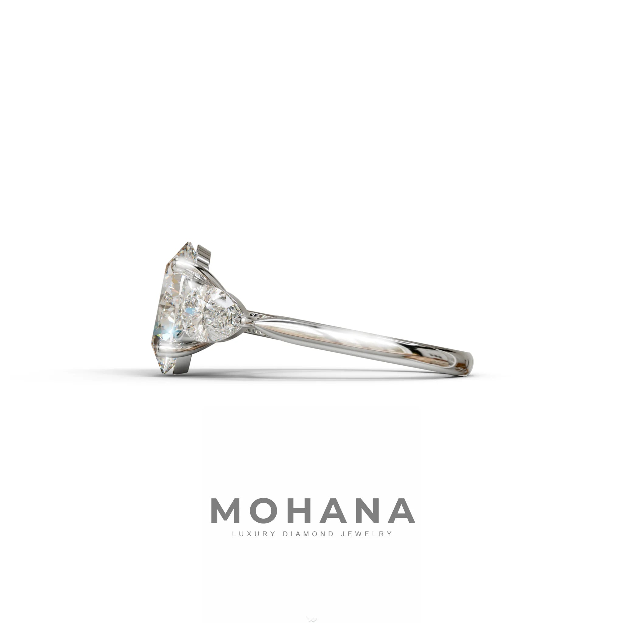 3 Carat Oval Cut Diamond Three Stone Engagement Ring – IGI Certified E VVS Lab Grown