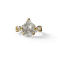 3 Carat E-VVS Pear Cut Cluster-Vintage Setting Lab Grown Diamond Ring - Celena - 10K Solid Gold / Yellow Gold