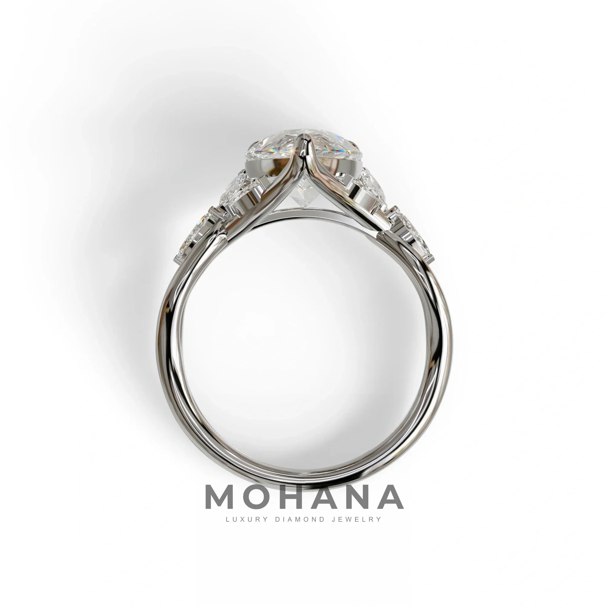 3 Carat E-VVS Pear Cut Cluster-Vintage Setting Lab Grown Diamond Ring - Celena
