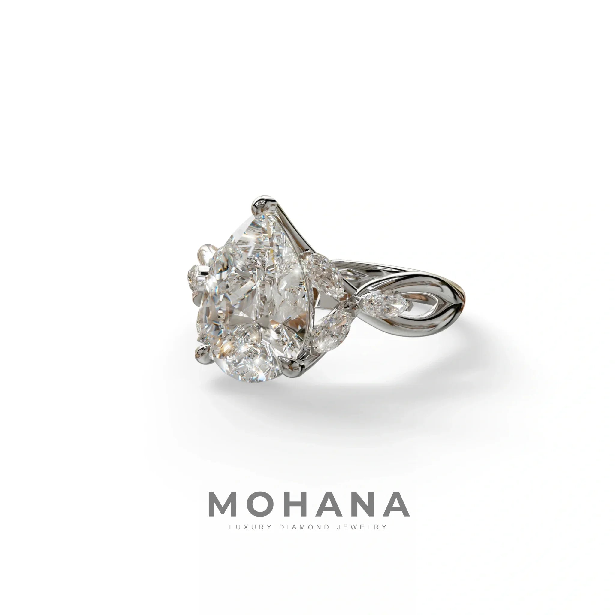 3 Carat E-VVS Pear Cut Cluster-Vintage Setting Lab Grown Diamond Ring - Celena
