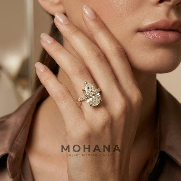 3 Carat Lab Grown Diamond Engagement Ring – Pear Cut Hidden Halo alternate view
