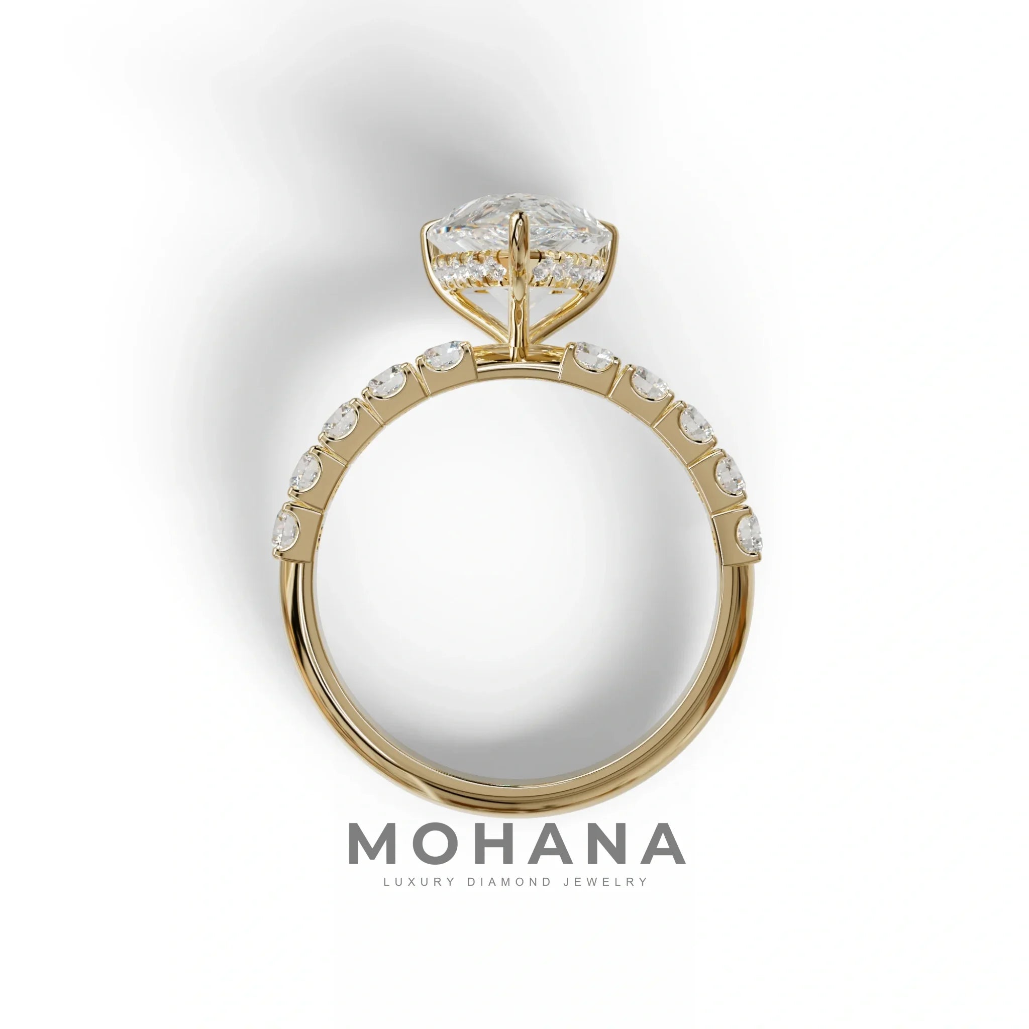 3 Carat E VVS Pear Shaped Hidden Halo Lab Diamond Engagement Ring - Feesia