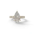 3 Carat E VVS Pear Shaped Hidden Halo Lab Diamond Engagement Ring - Feesia - 10K Solid Gold / Yellow Gold