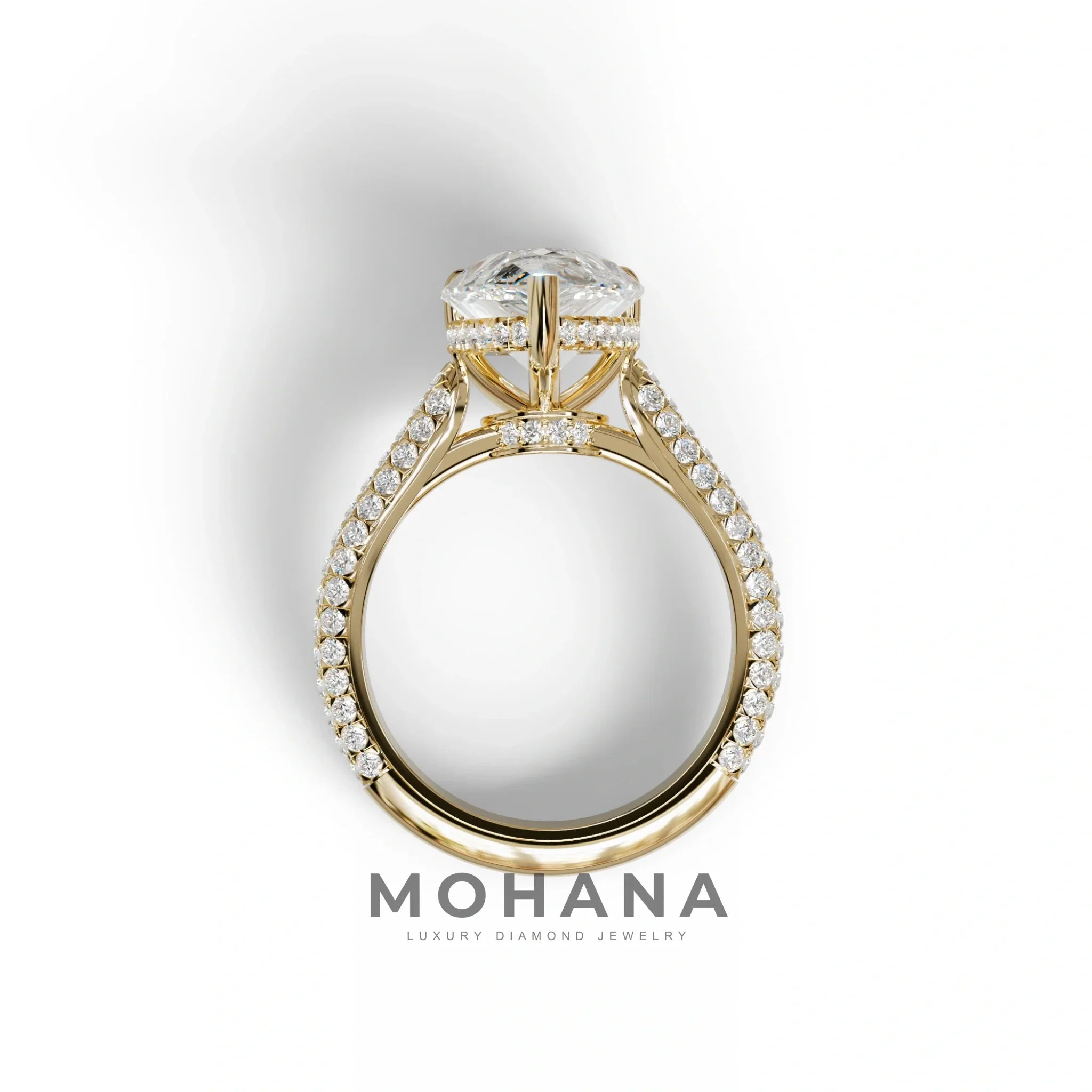 3 Carat Pear Shaped Hidden Halo Lab Diamond Engagement Ring - Alina