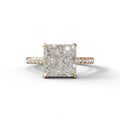 3 Carat E-VVS Princess Cut Hidden Halo Lab Grown Diamond Engagement Ring - 10K Solid Gold / Yellow Gold
