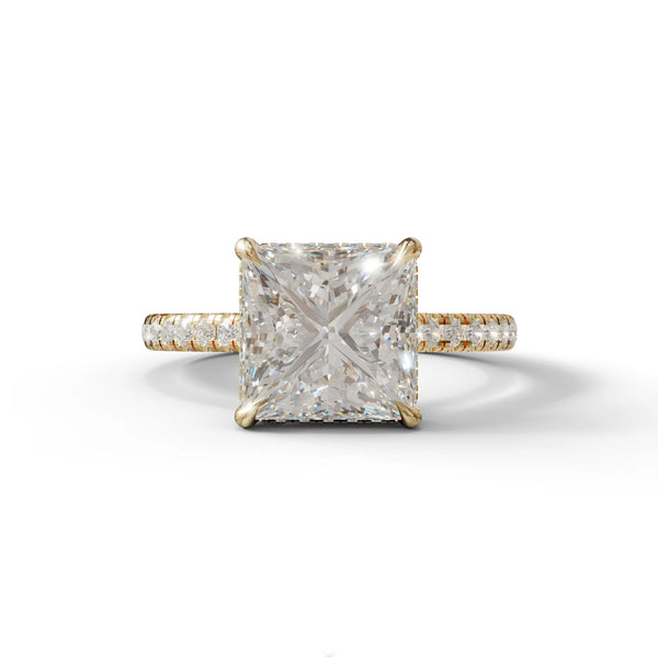 3 Carat Lab Grown Diamond Engagement Ring – Princess Cut Hidden Halo