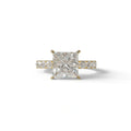 3 Carat E VVS Princess Cut Pave Lab Created Diamond Ring - Elysia - 10K Solid Gold / Yellow Gold