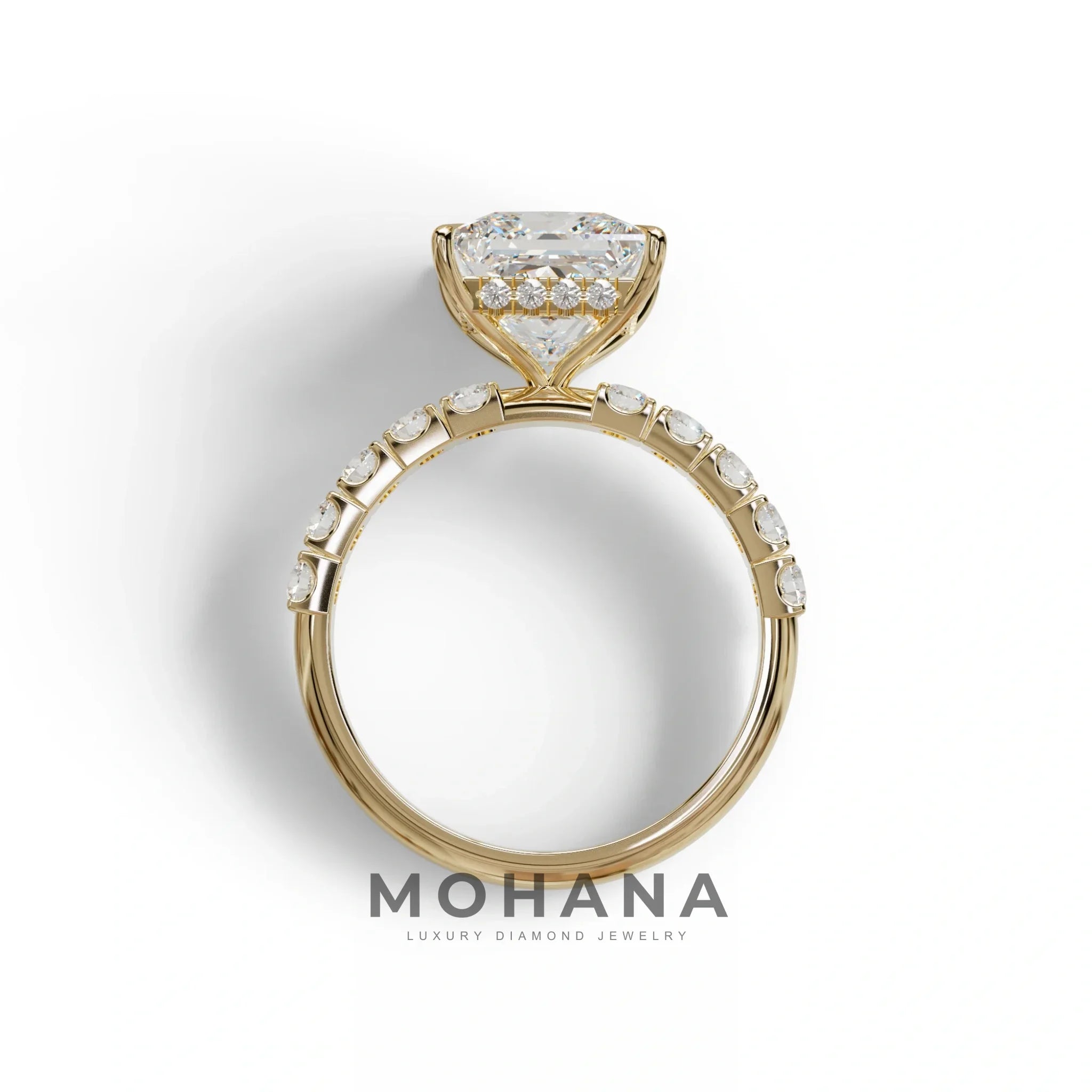 3 Carat E VVS Princess Cut Pave Lab Created Diamond Ring - Elysia