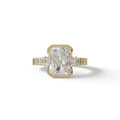 3 Carat Radiant Cut Lab Diamond Engagement Ring | Half Bezel Set Ring - Adiamor - 10K Solid Gold / Yellow Gold