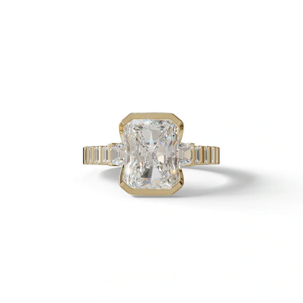 3 Carat Lab Grown Diamond Engagement Ring – Radiant Cut Bezel | Adiamor