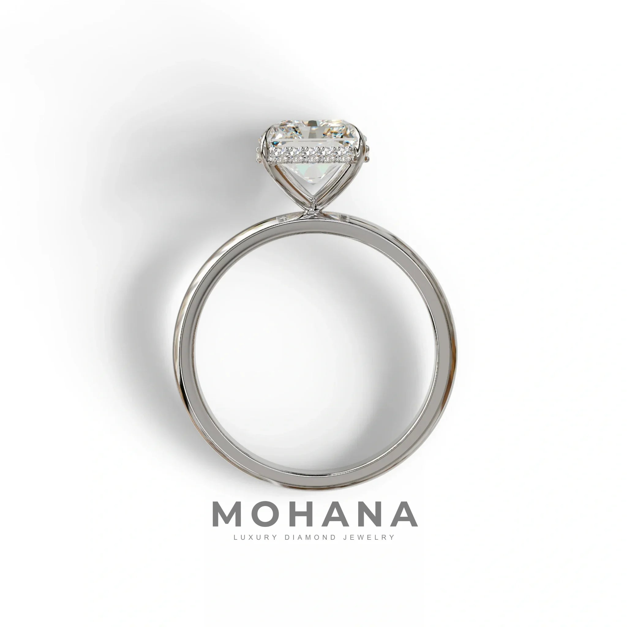 3 Carat E VVS Radiant Cut Hidden Halo Lab Grown Diamond Engagement Ring