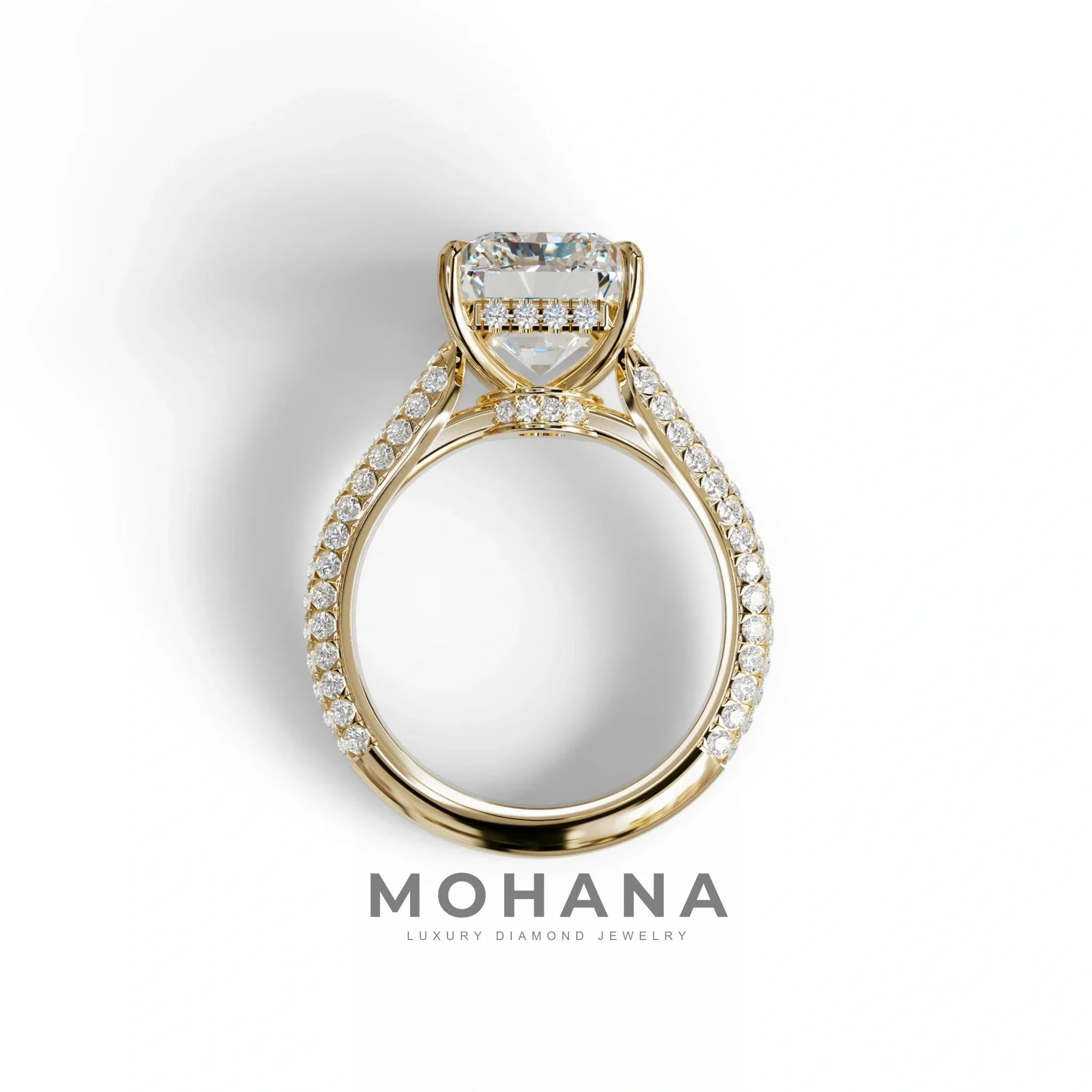 3 Carat Radiant Cut Hidden Halo & Pave Set Lab Diamond Ring - Riviera