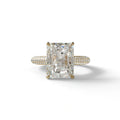 3 Carat Radiant Cut Hidden Halo & Pave Set Lab Diamond Ring - Riviera - 10K Solid Gold / Yellow Gold