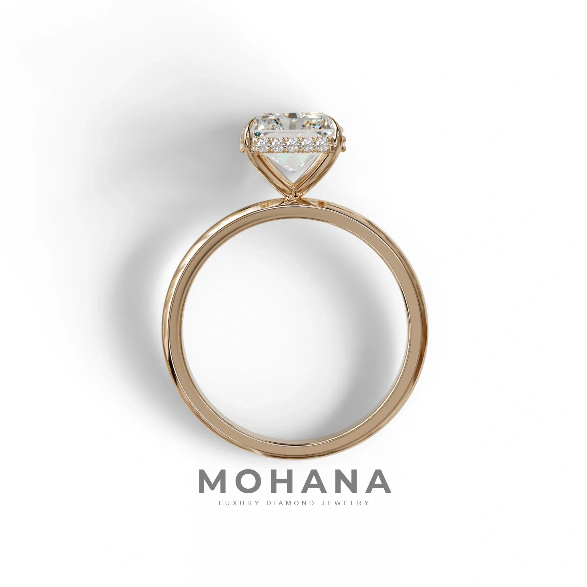 3 Carat E VVS Radiant Cut Hidden Halo Lab Grown Diamond Engagement Ring
