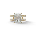3 Carat Lab Diamond Radiant Cut Engagement Ring | Double Band Hidden Halo - Billie - 10K Solid Gold / Yellow Gold