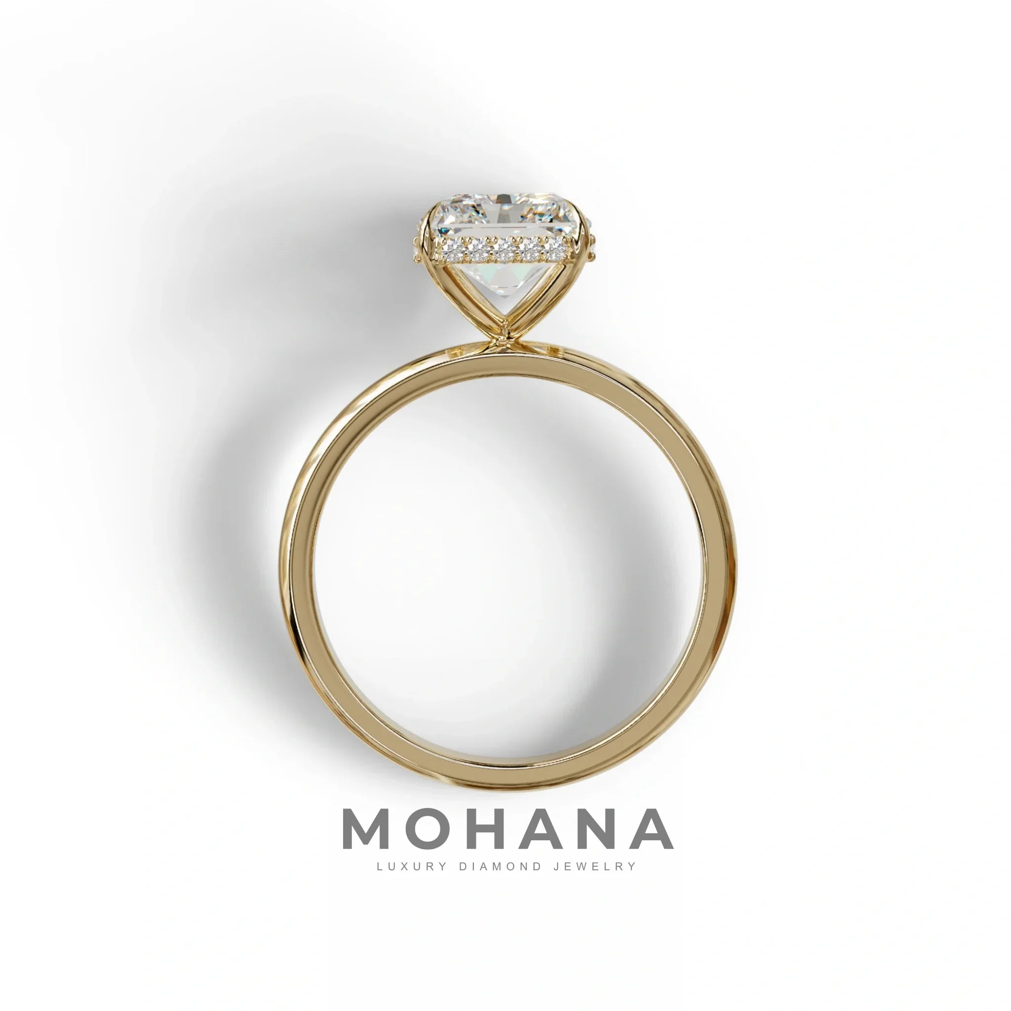 3 Carat E VVS Radiant Cut Hidden Halo Lab Grown Diamond Engagement Ring