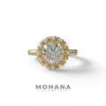 E VVS 3 Carat Round Shaped Halo Lab Diamond Ring - Sunflower - 10K Solid Gold / Yellow Gold