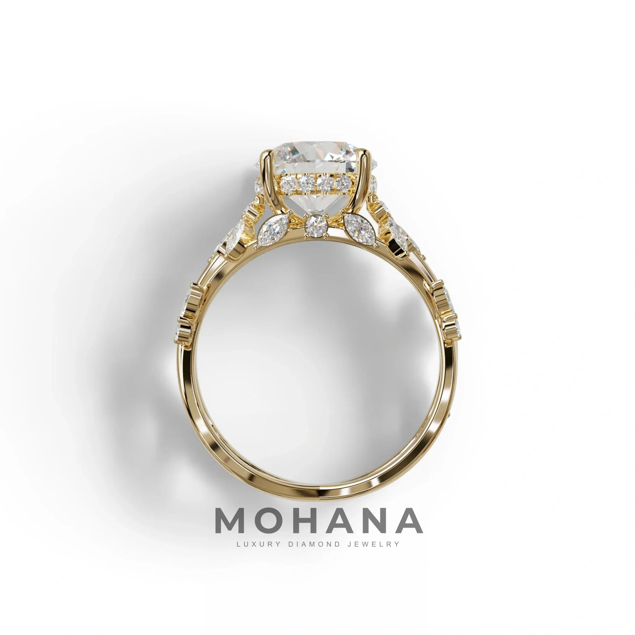 Natural Inspired 3 Carat Round Cut Lab Diamond Engagement Ring - Catalina