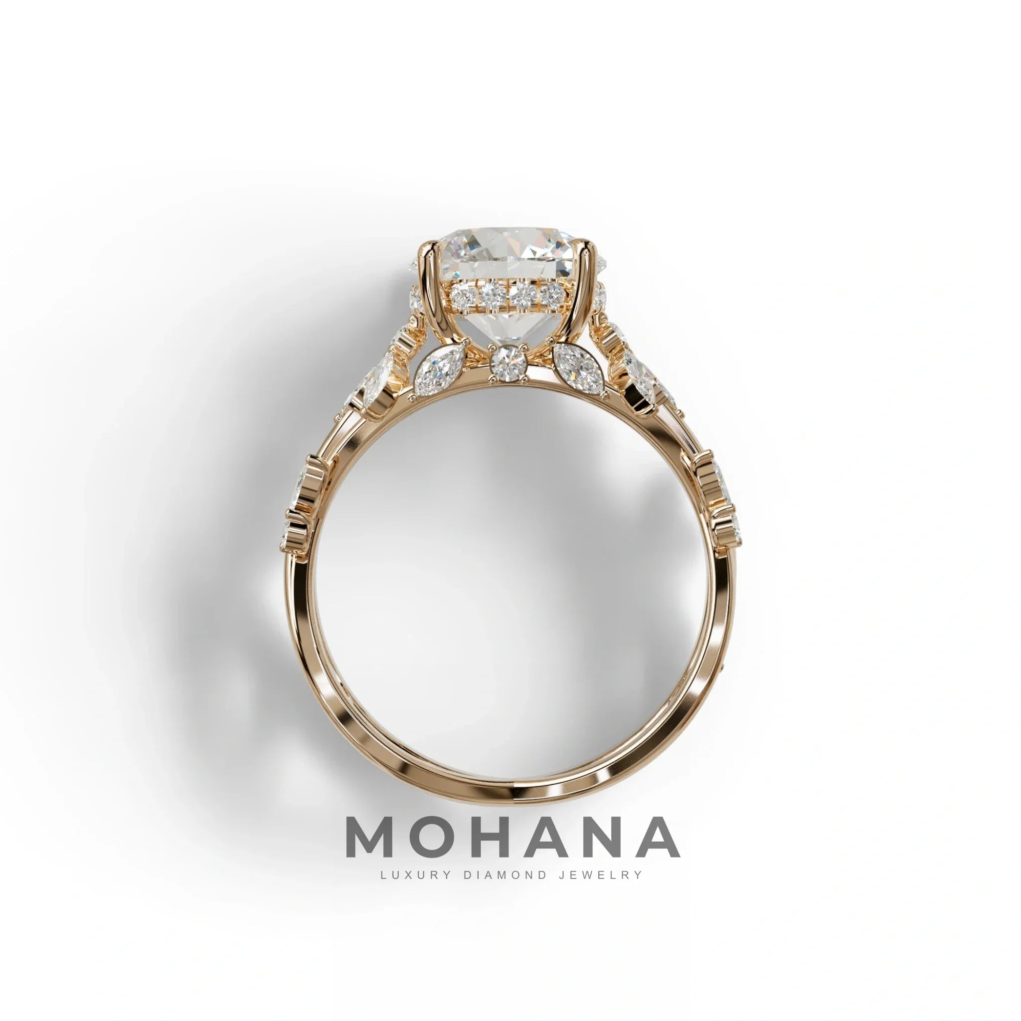 Natural Inspired 3 Carat Round Cut Lab Diamond Engagement Ring - Catalina