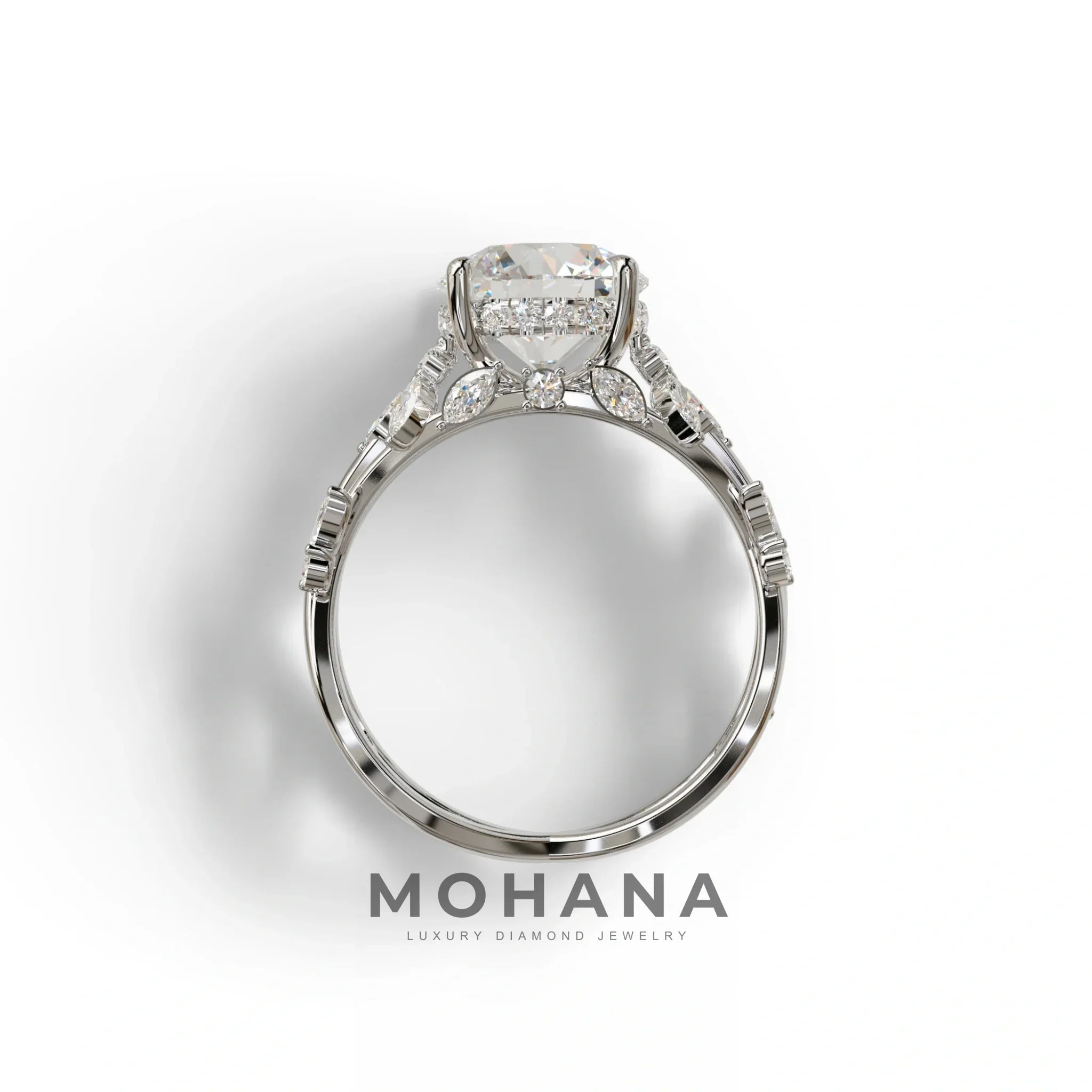 Natural Inspired 3 Carat Round Cut Lab Diamond Engagement Ring - Catalina