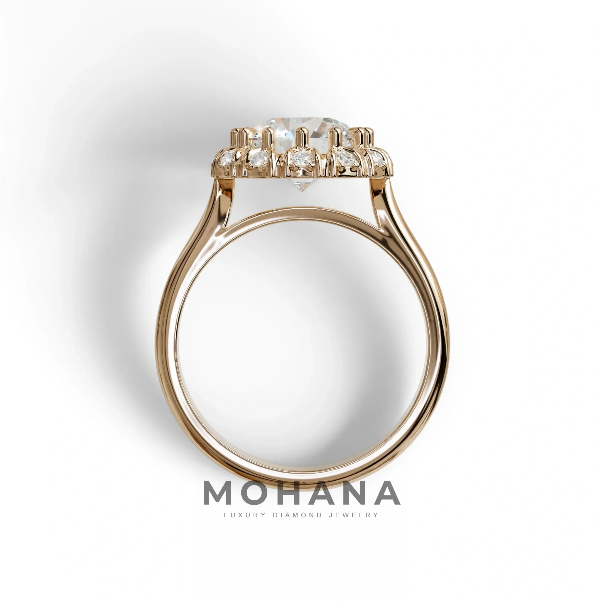 E VVS 3 Carat Round Shaped Halo Lab Diamond Ring - Sunflower