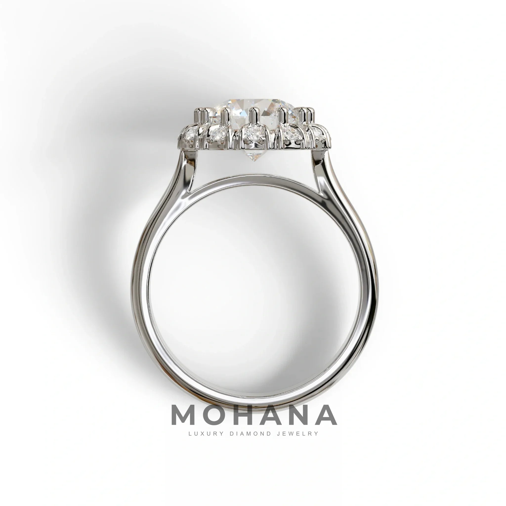 E VVS 3 Carat Round Shaped Halo Lab Diamond Ring - Sunflower