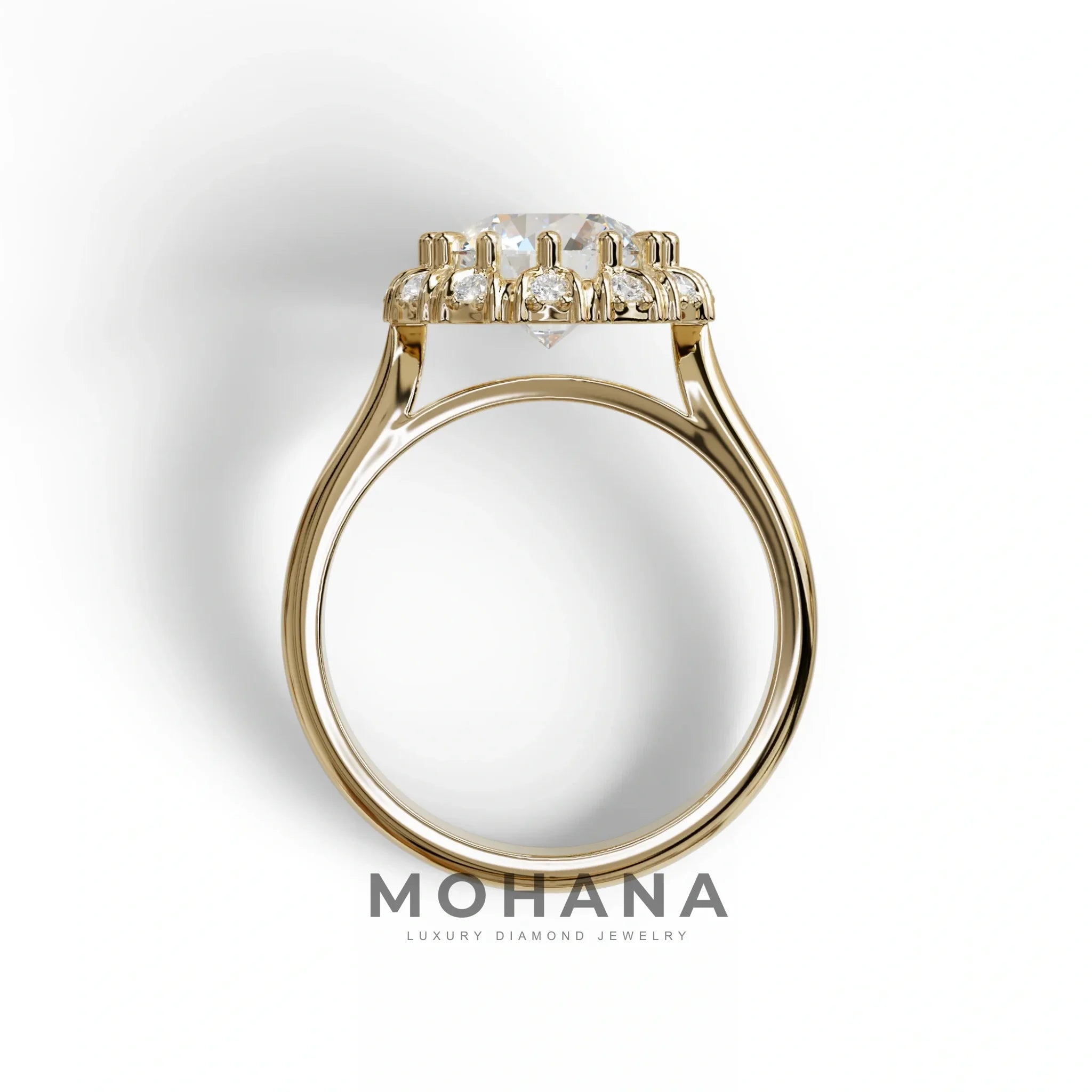 E VVS 3 Carat Round Shaped Halo Lab Diamond Ring - Sunflower