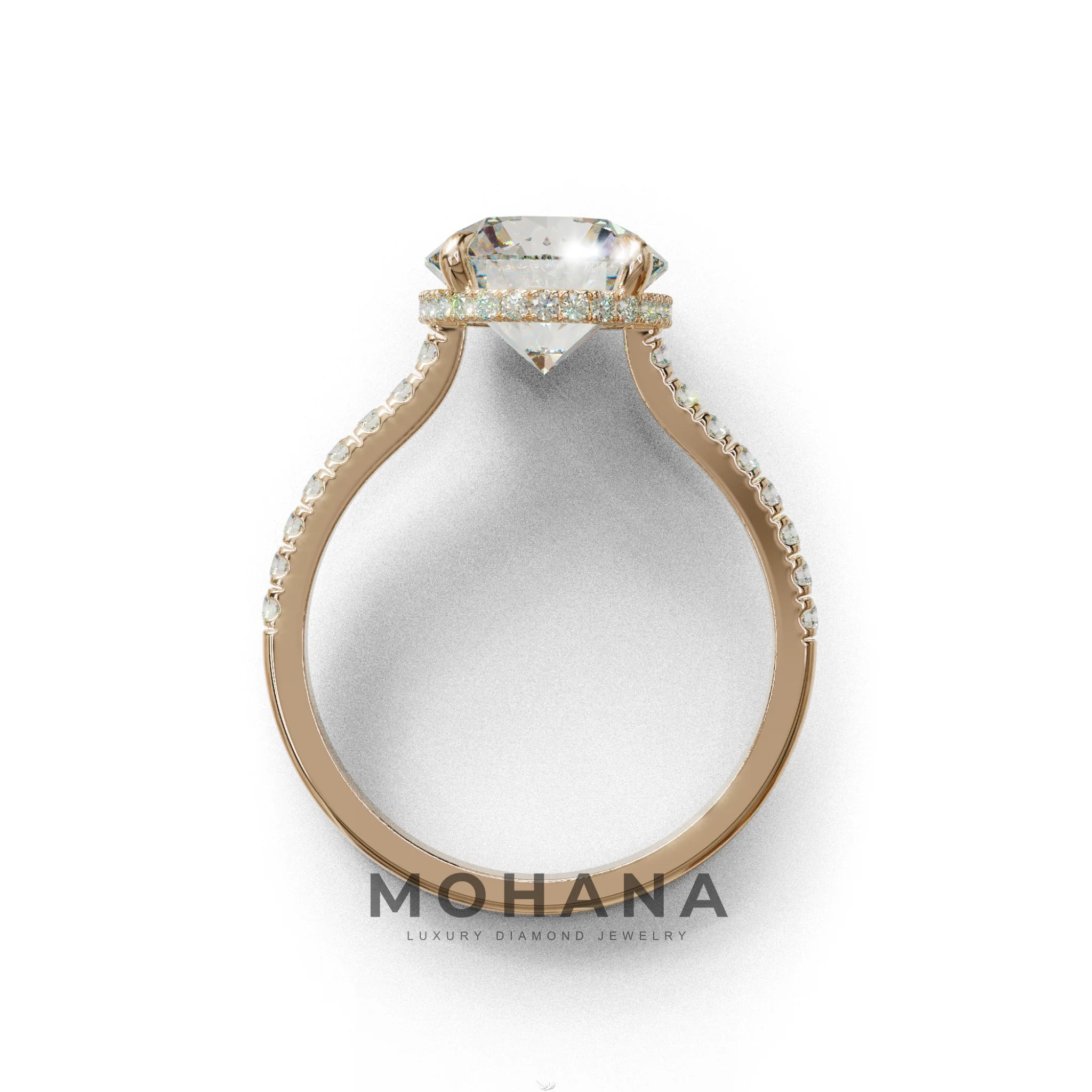 3 Carat E/VVS Round Cut Hidden Halo & Pave Setting Lab Diamond Ring - Eblouissant