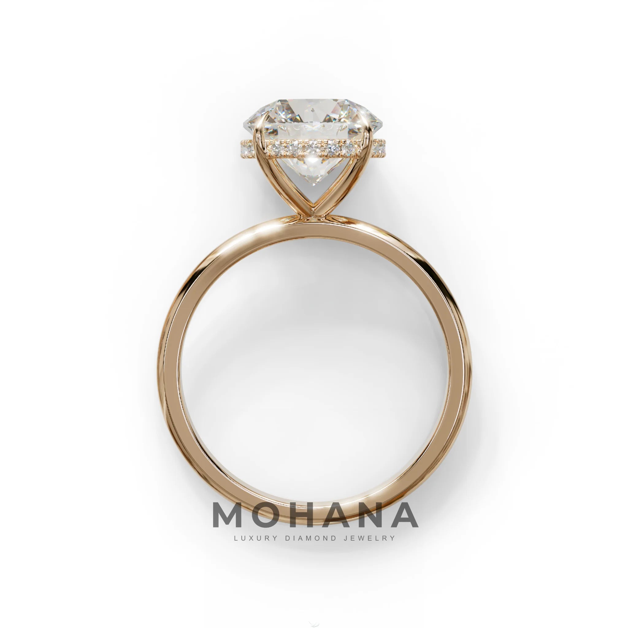 3 Carat E-VVS Round Hidden Halo Lab Diamond Ring