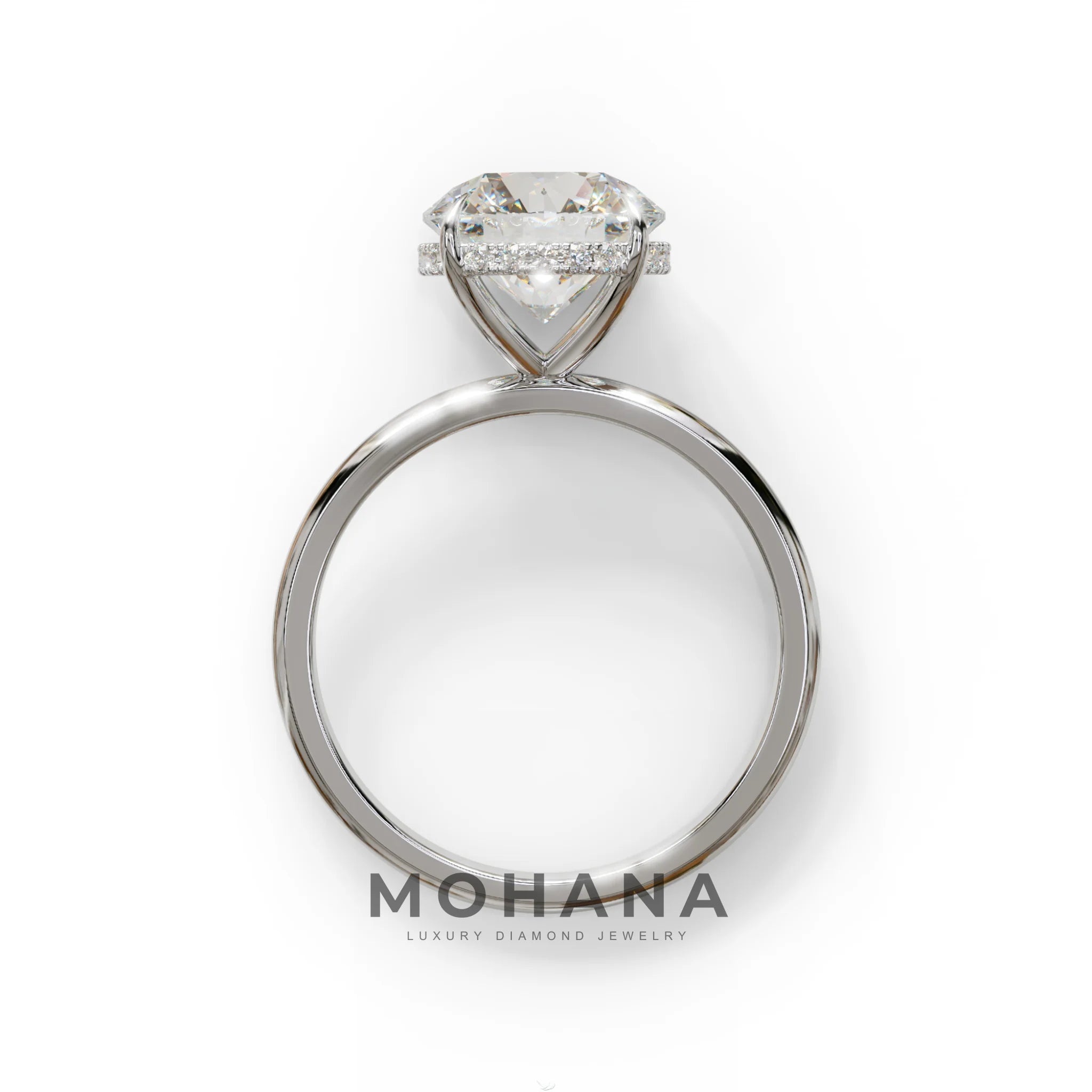 3 Carat E-VVS Round Hidden Halo Lab Diamond Ring