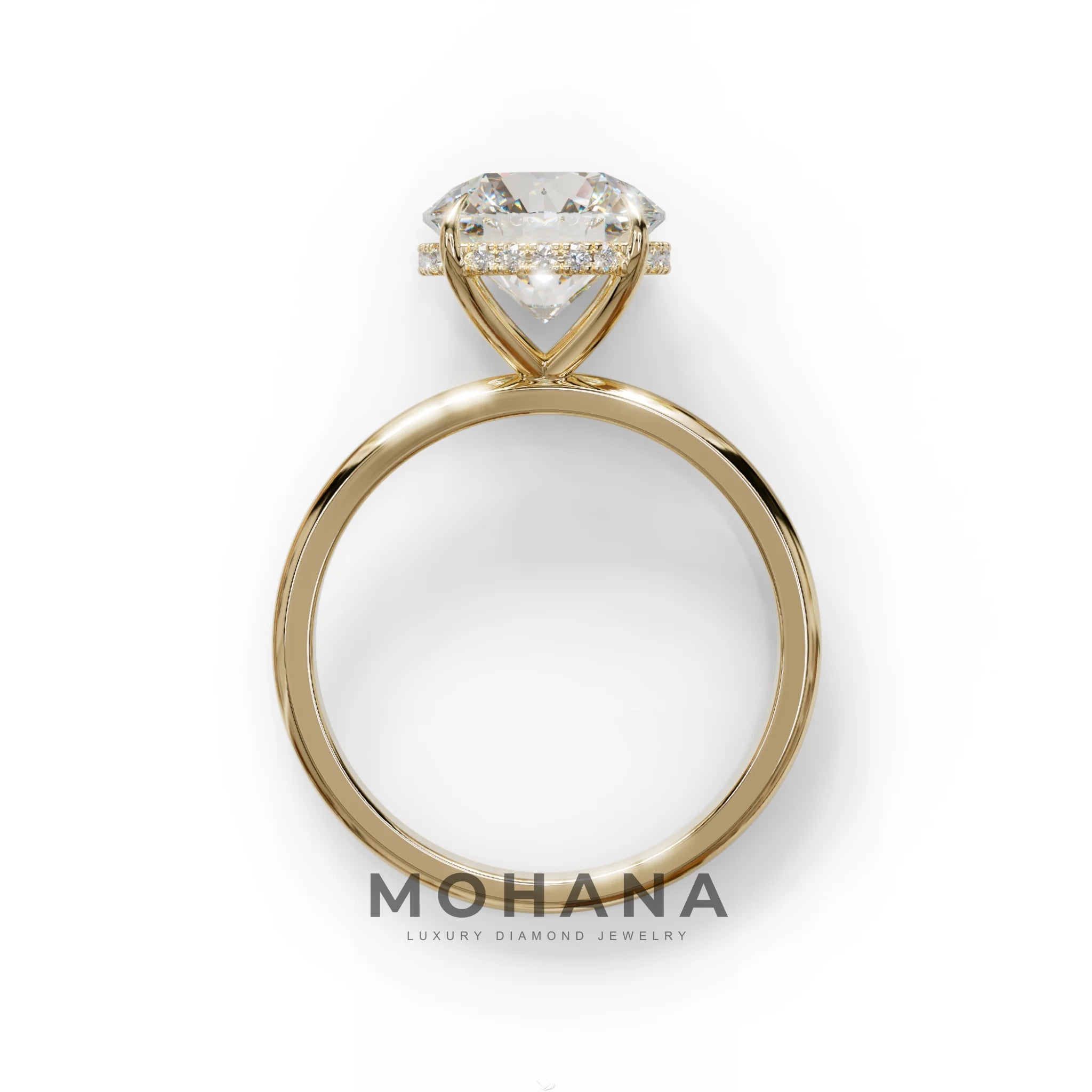3 Carat E-VVS Round Hidden Halo Lab Diamond Ring