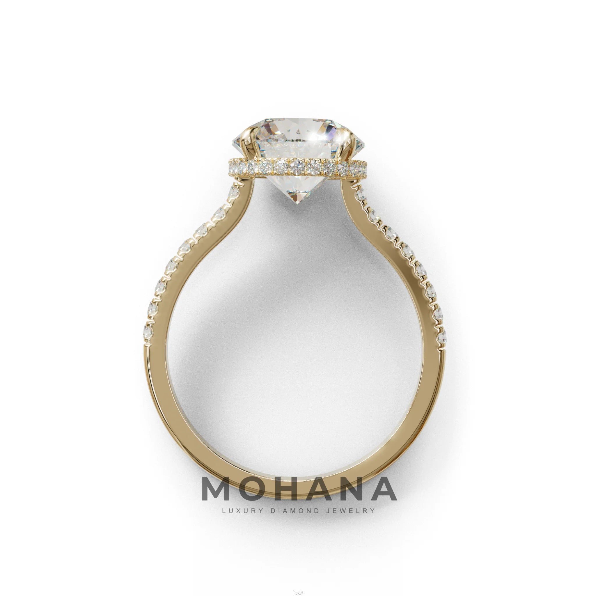3 Carat E/VVS Round Cut Hidden Halo & Pave Setting Lab Diamond Ring - Eblouissant
