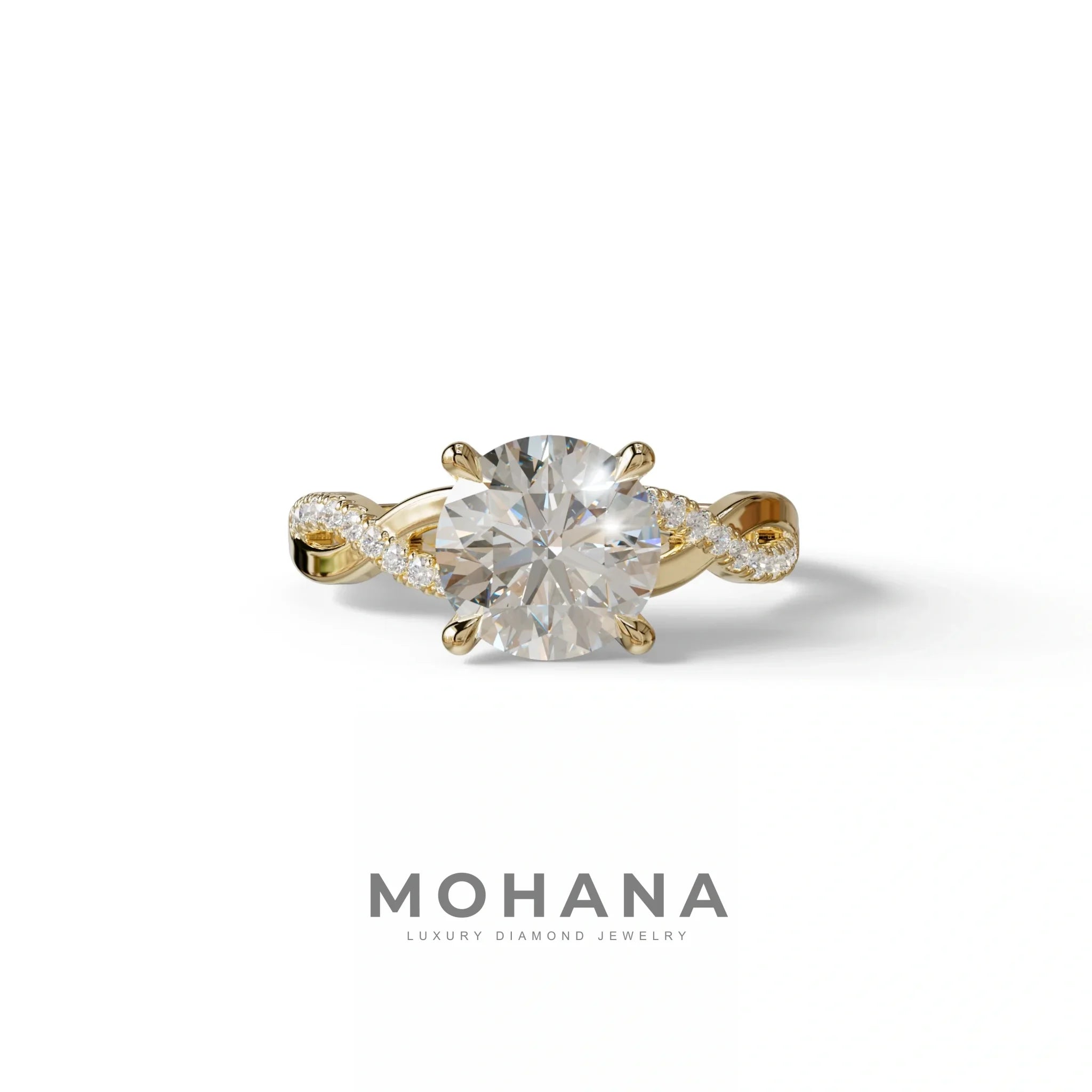 E VVS 3 Carat Round Cut Lab Diamond Ring - Infinity Cross - 10K Solid Gold / Yellow Gold