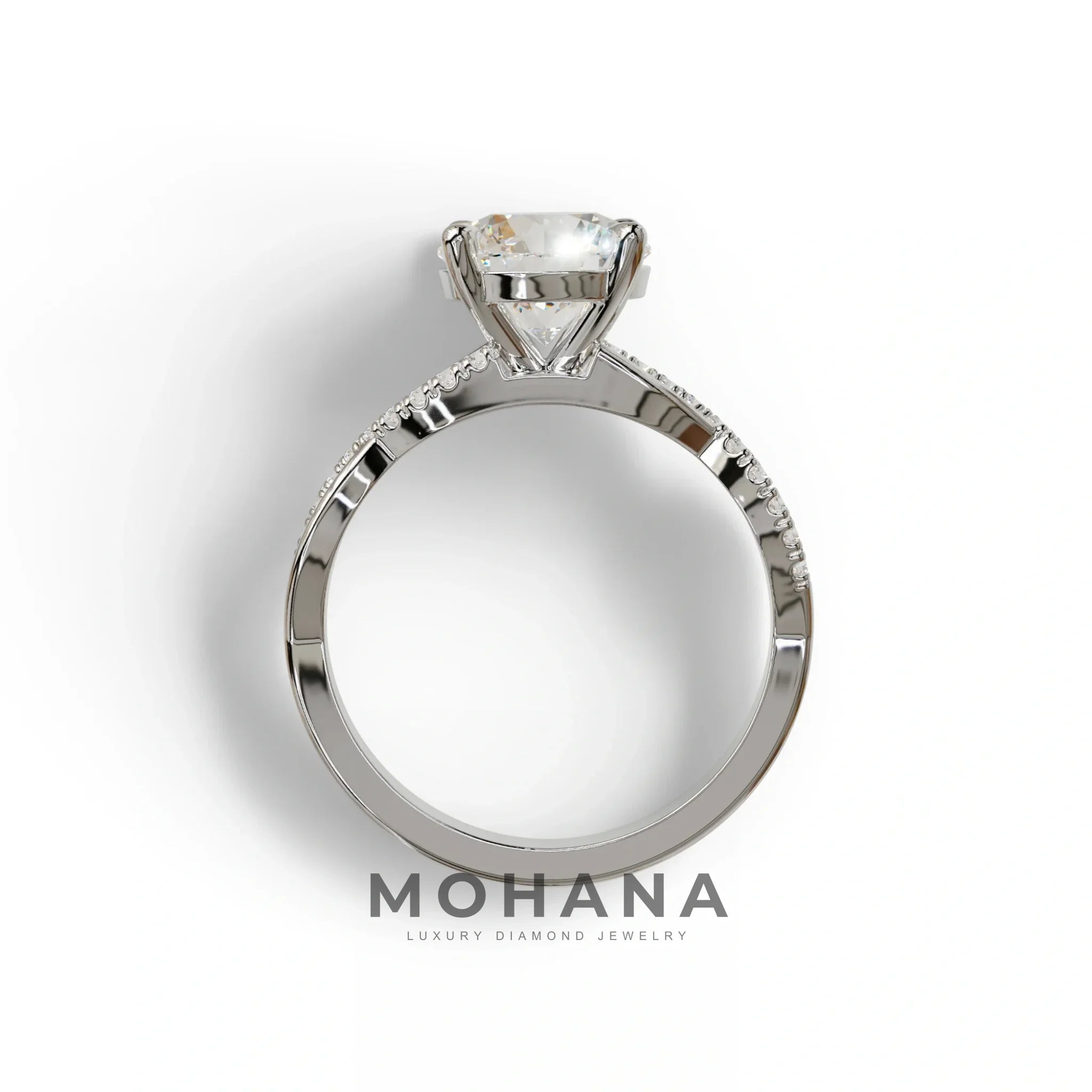 E VVS 3 Carat Round Cut Lab Diamond Ring - Infinity Cross
