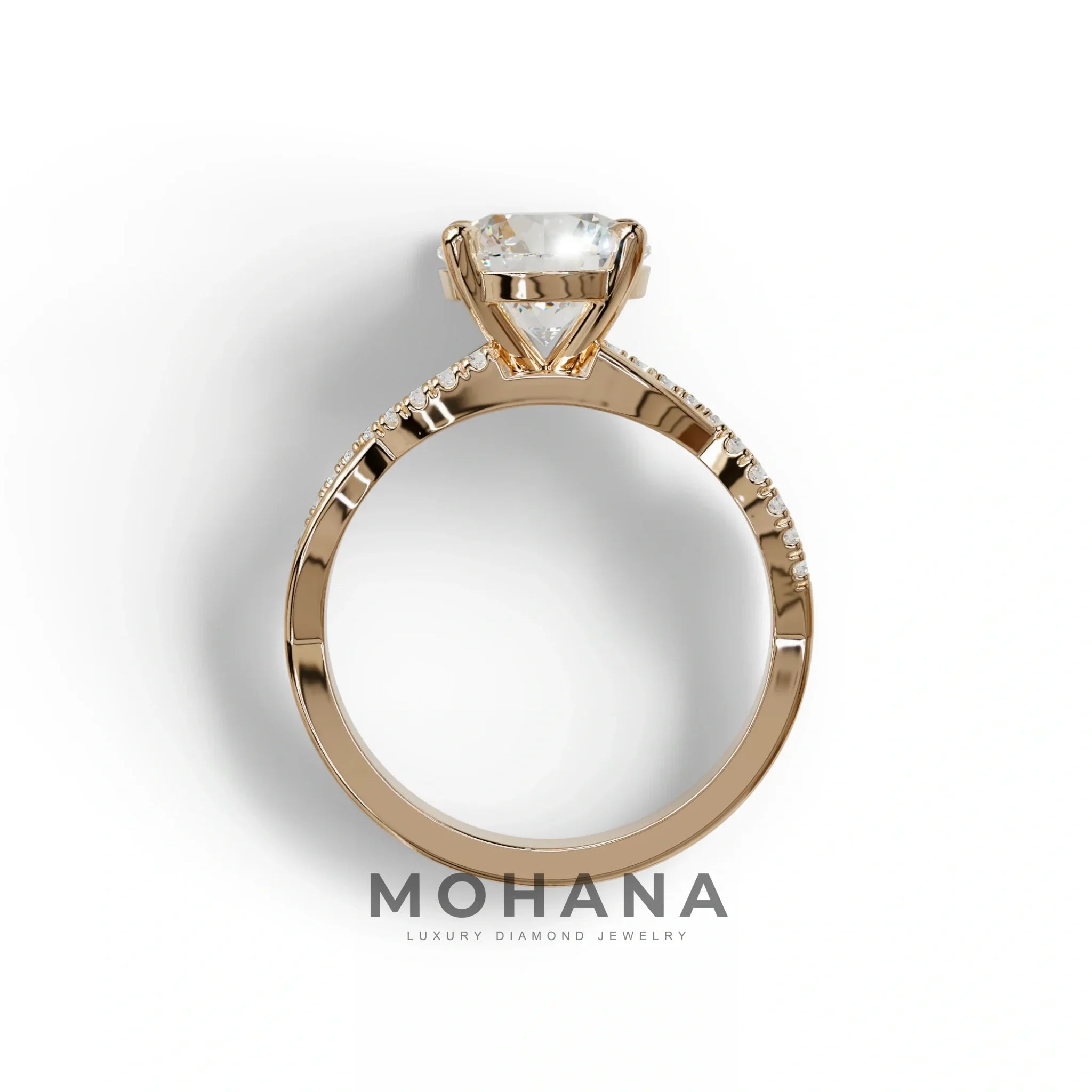 E VVS 3 Carat Round Cut Lab Diamond Ring - Infinity Cross