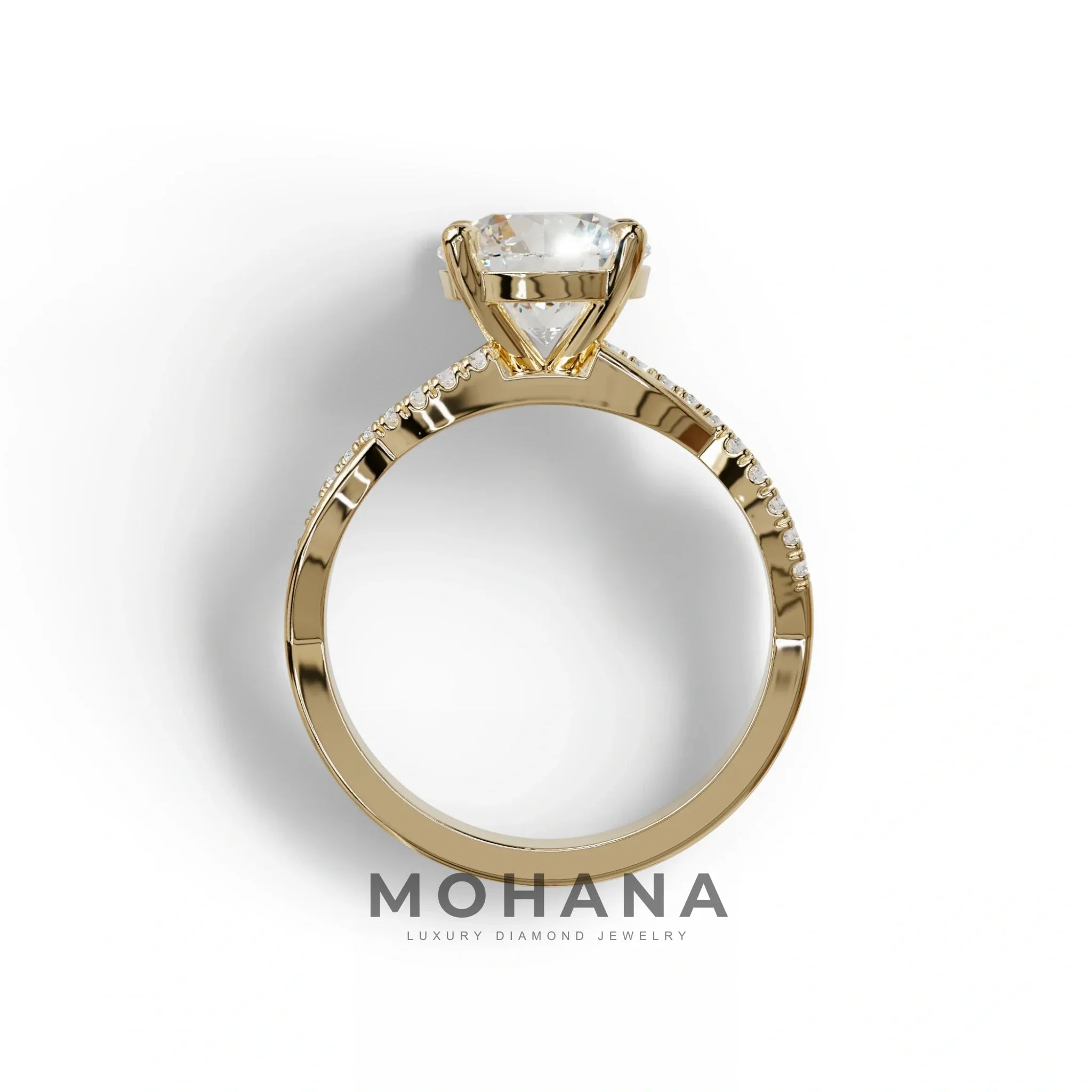 E VVS 3 Carat Round Cut Lab Diamond Ring - Infinity Cross
