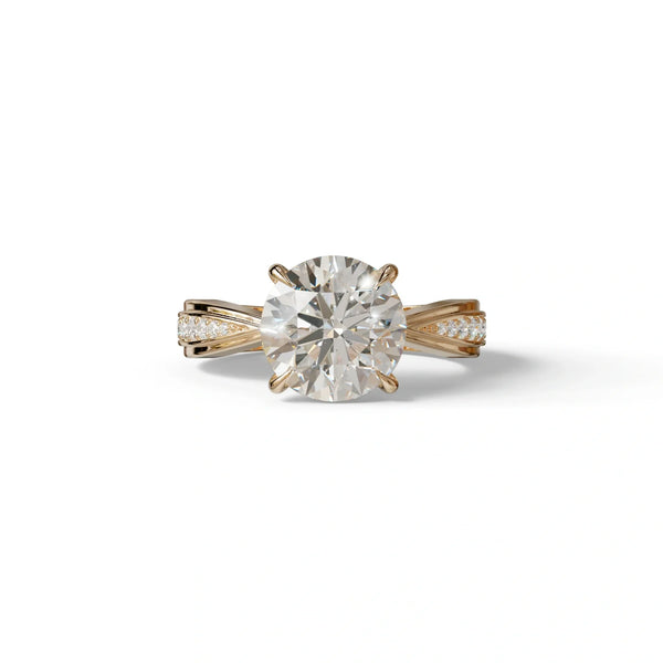 3 Carat Lab Grown Diamond Engagement Ring – Round Cut V-Shank | Je T Adore