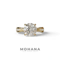 3 Carat E/VVS Round Cut V-Shank Pave Setting Lab Grown Diamond Ring - Je t’adore - 10K Solid Gold / Yellow Gold