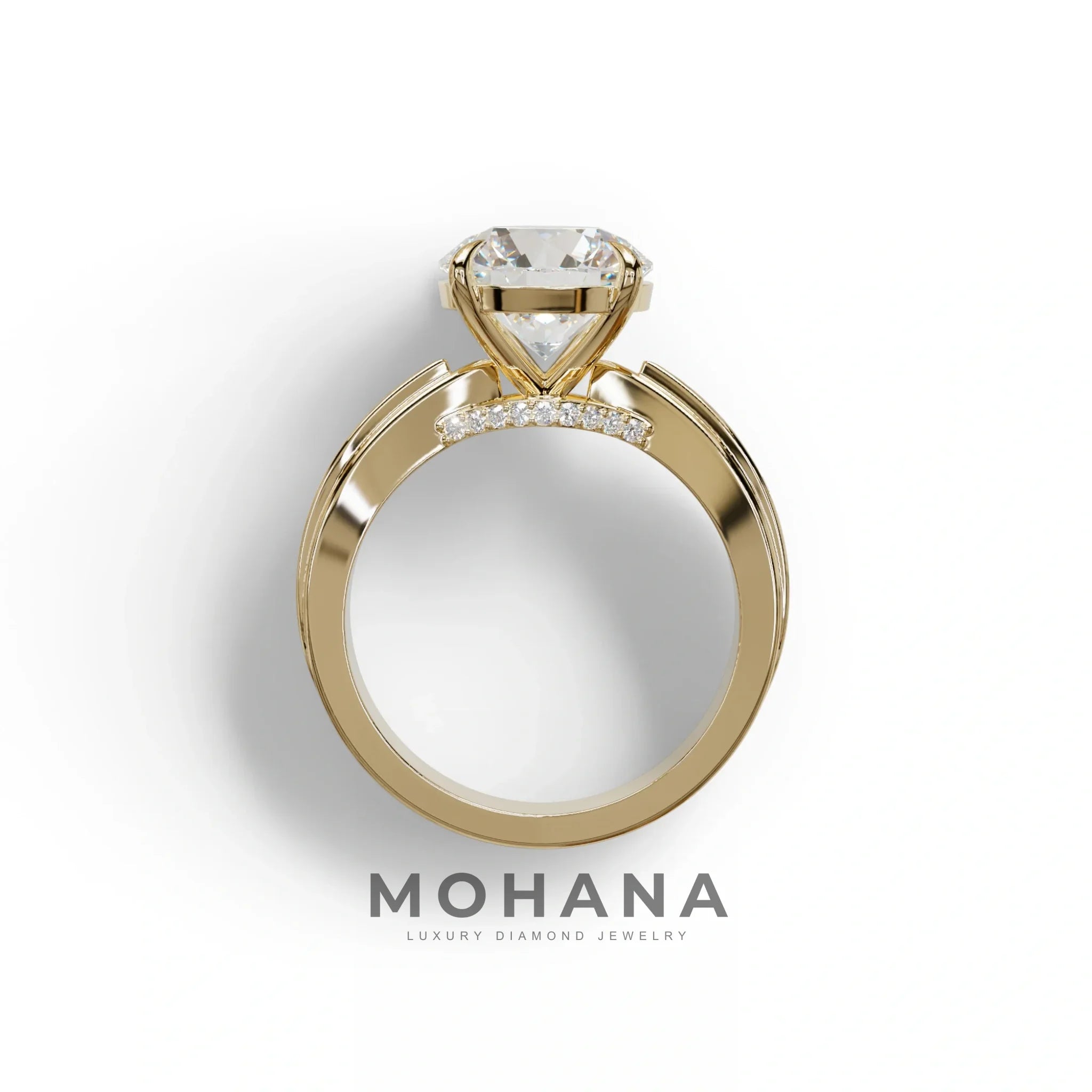 3 Carat E/VVS Round Cut V-Shank Pave Setting Lab Grown Diamond Ring - Je t’adore