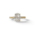 3 Carat Lab Grown Diamond Oval Cut Engagement Ring | Secret Blue Diamond- Eclipse - 10K Solid Gold / Yellow Gold