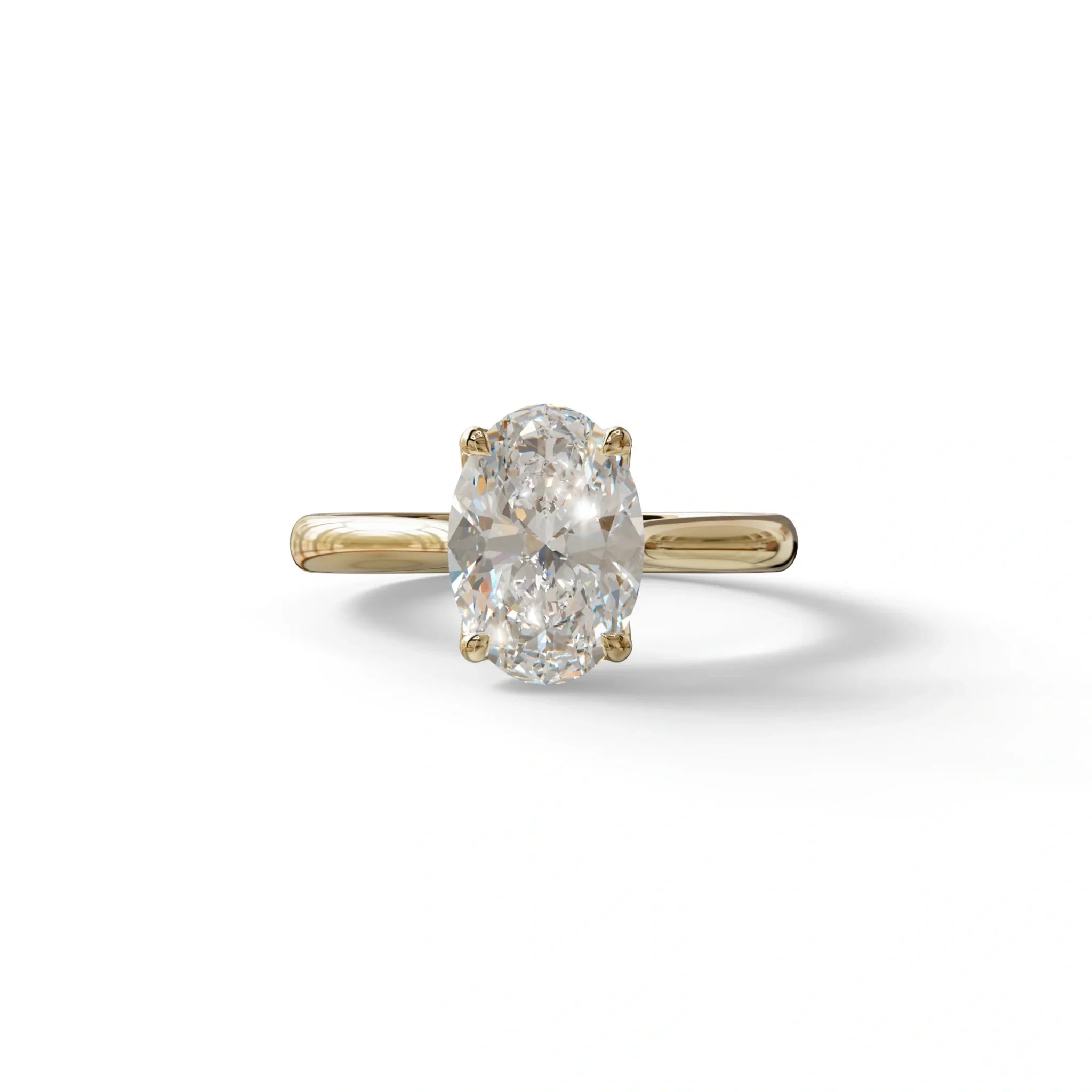 3 Carat Lab Grown Diamond Oval Cut Engagement Ring | Secret Blue Diamond- Eclipse - 10K Solid Gold / Yellow Gold