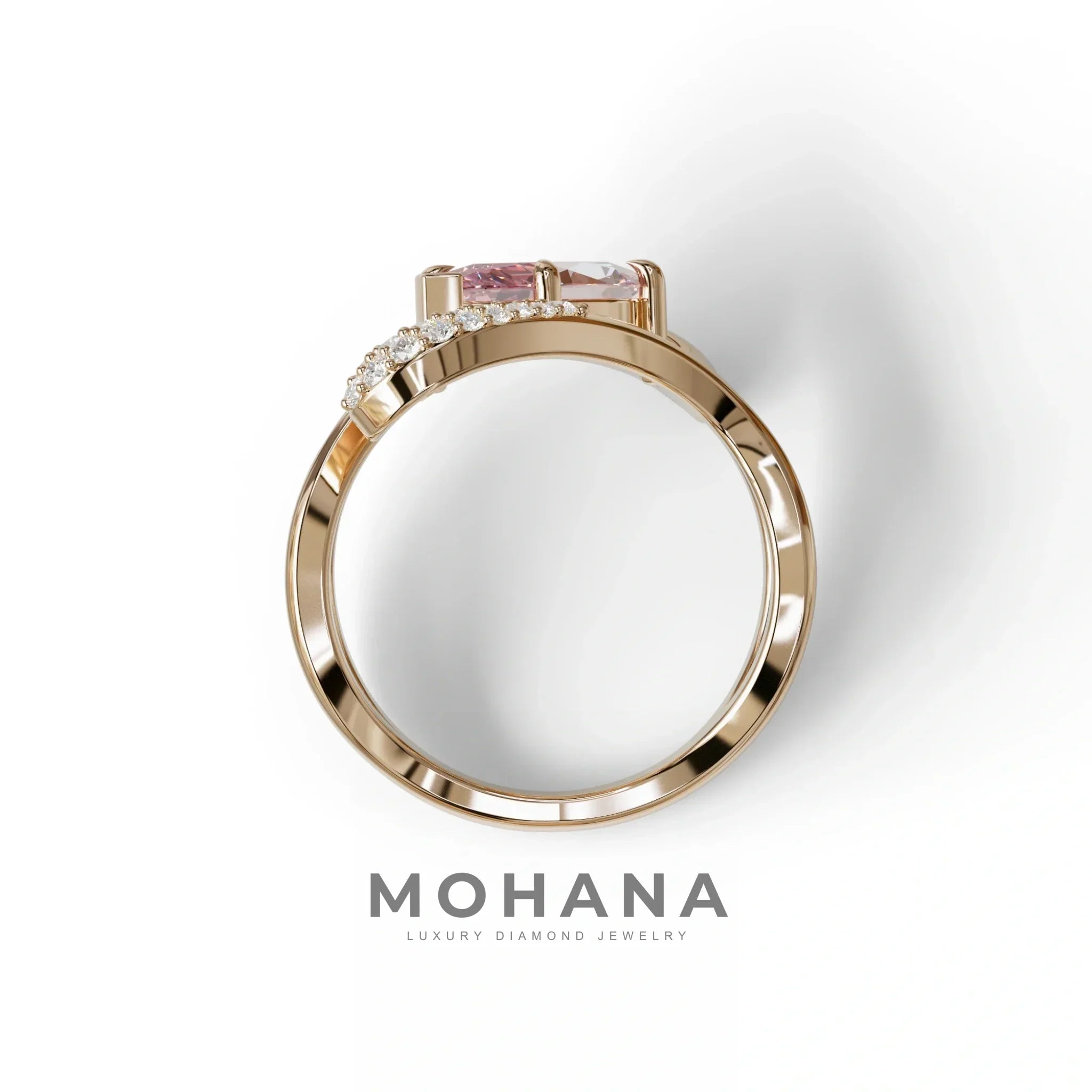 3 Carat Marquise Cut Pink Lab Diamond Curve Ring - Myka