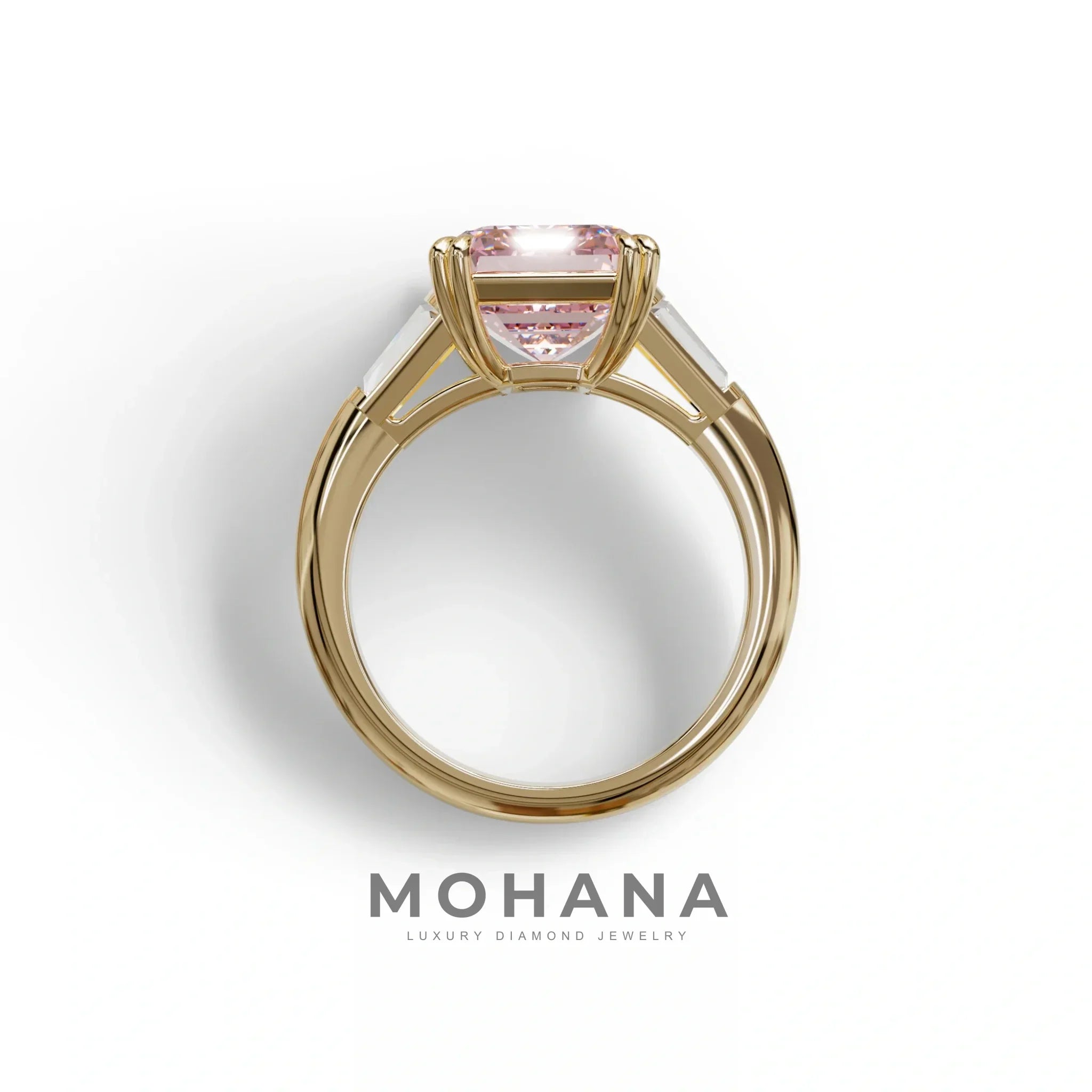 3 Carat Pink Emerald & Baguette Cut Multi Stone Lab Diamond Ring - Lami