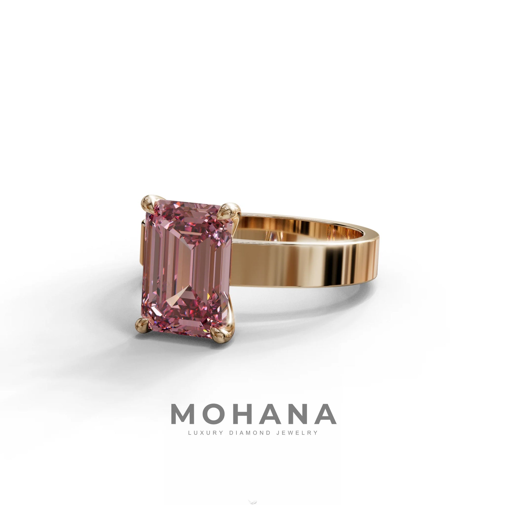 3 Carat Pink Emerald Lab Grown Diamond Solitaire Engagement Ring - Zulu