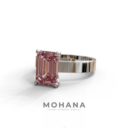 3 Carat Pink Emerald Lab Grown Diamond Solitaire Engagement Ring - Zulu